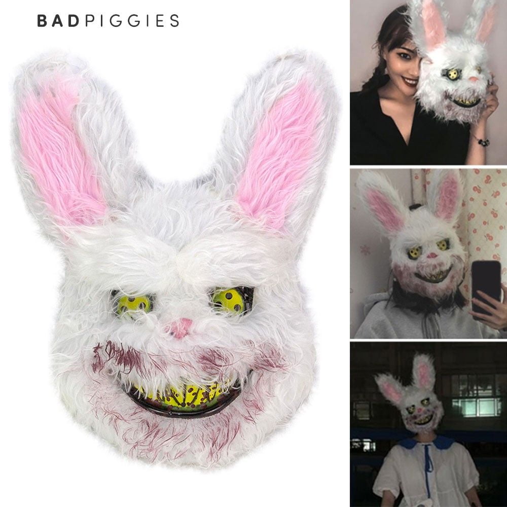 BadPiggies Halloween Bunny Rabbit Bloody Creepy Scary Furry Plush Mask Horror Fancy Costume Cosplay - Walmart.com